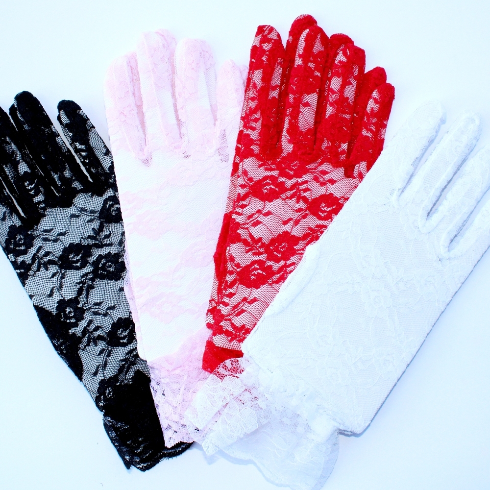 Girls lace wrist ruffled gloves, costume, accessor
